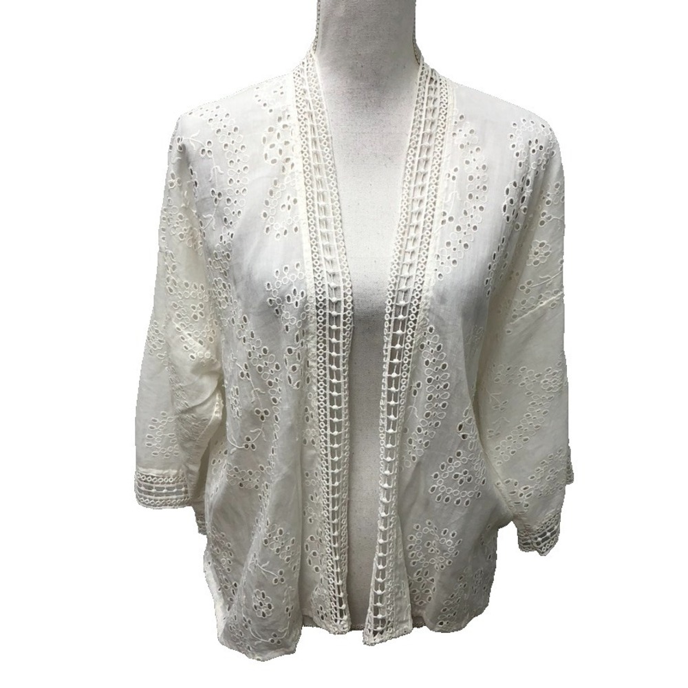 Michael‎ Stars Gardina Wrap Top Womens One Size White Eyelet Boho Bridal Beachy